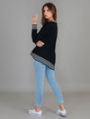 Gwyneth Striped Rib Sweatshirt - Black