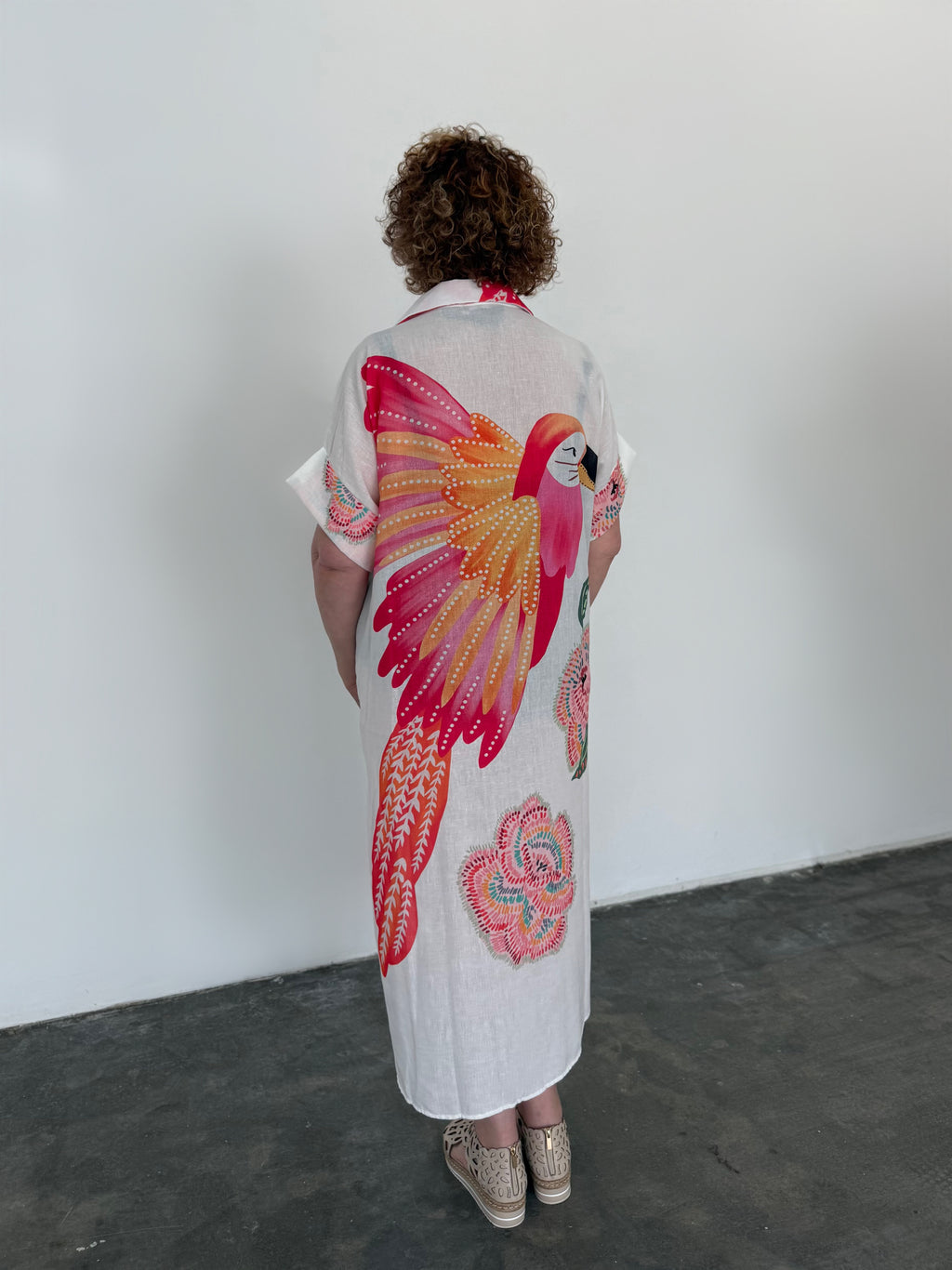 Linen Blend Shirt Dress - Digital Bird