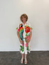 Linen Blend Shirt Dress - Flower/Parrot