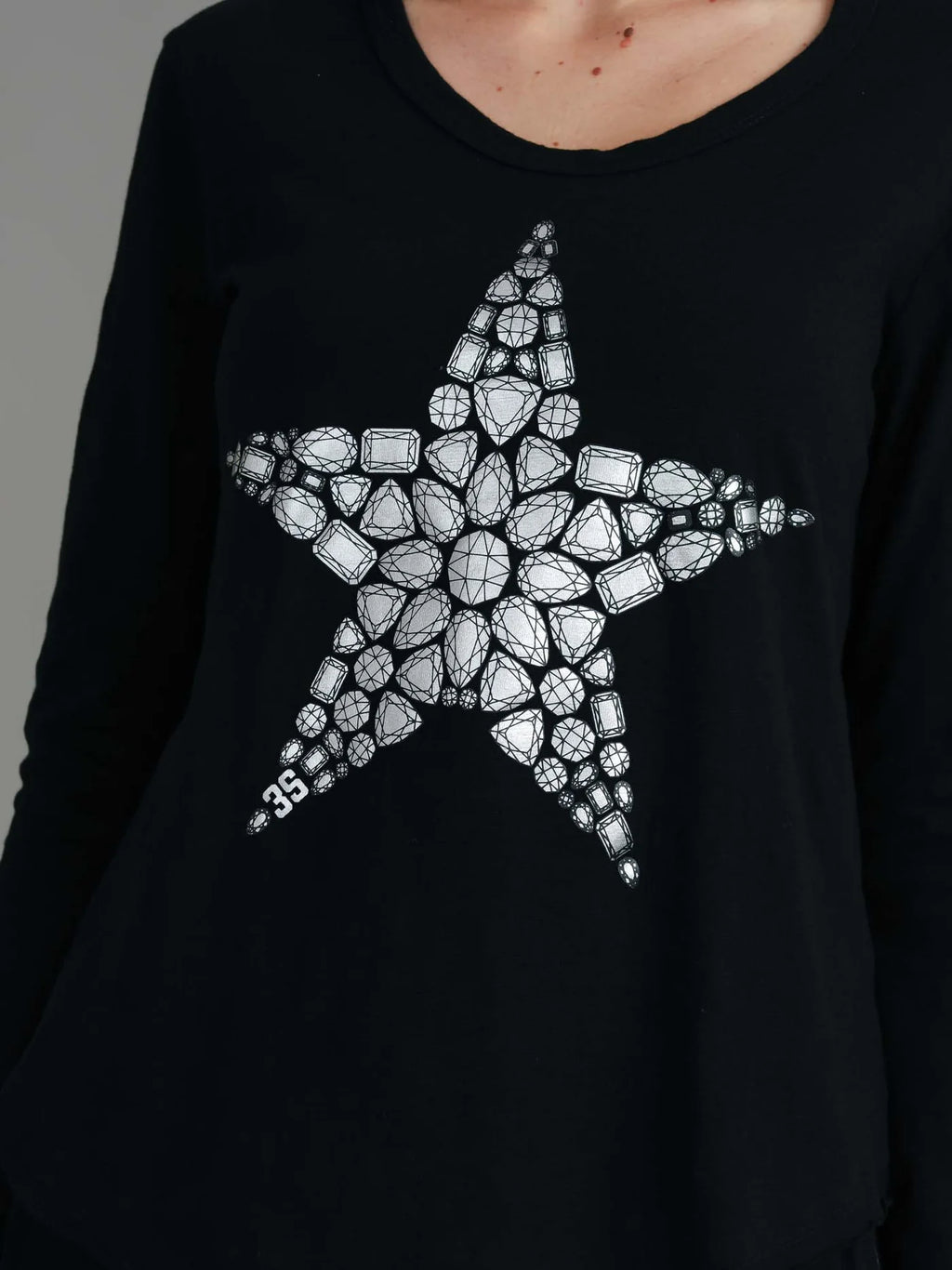 Valkerie Gem Star T Shirt - Black/Silver