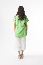 Linen Essentials V Neck Top - Parakeet