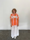 Linen Blend Hi-Lo Shirt - Amour Orange Stripe