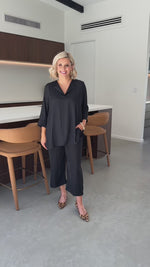 Ellis Lustre Collar Blouse - Black