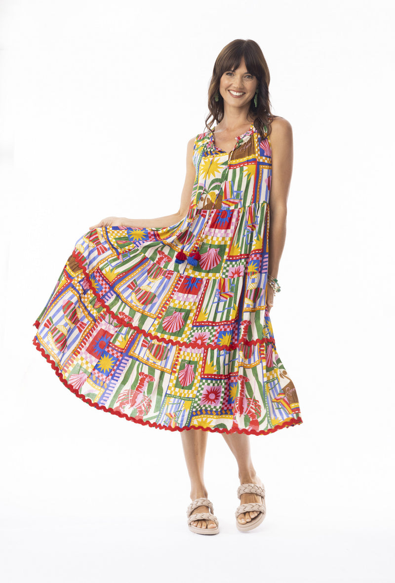 Gia Layered Sleeveless Midi Dress