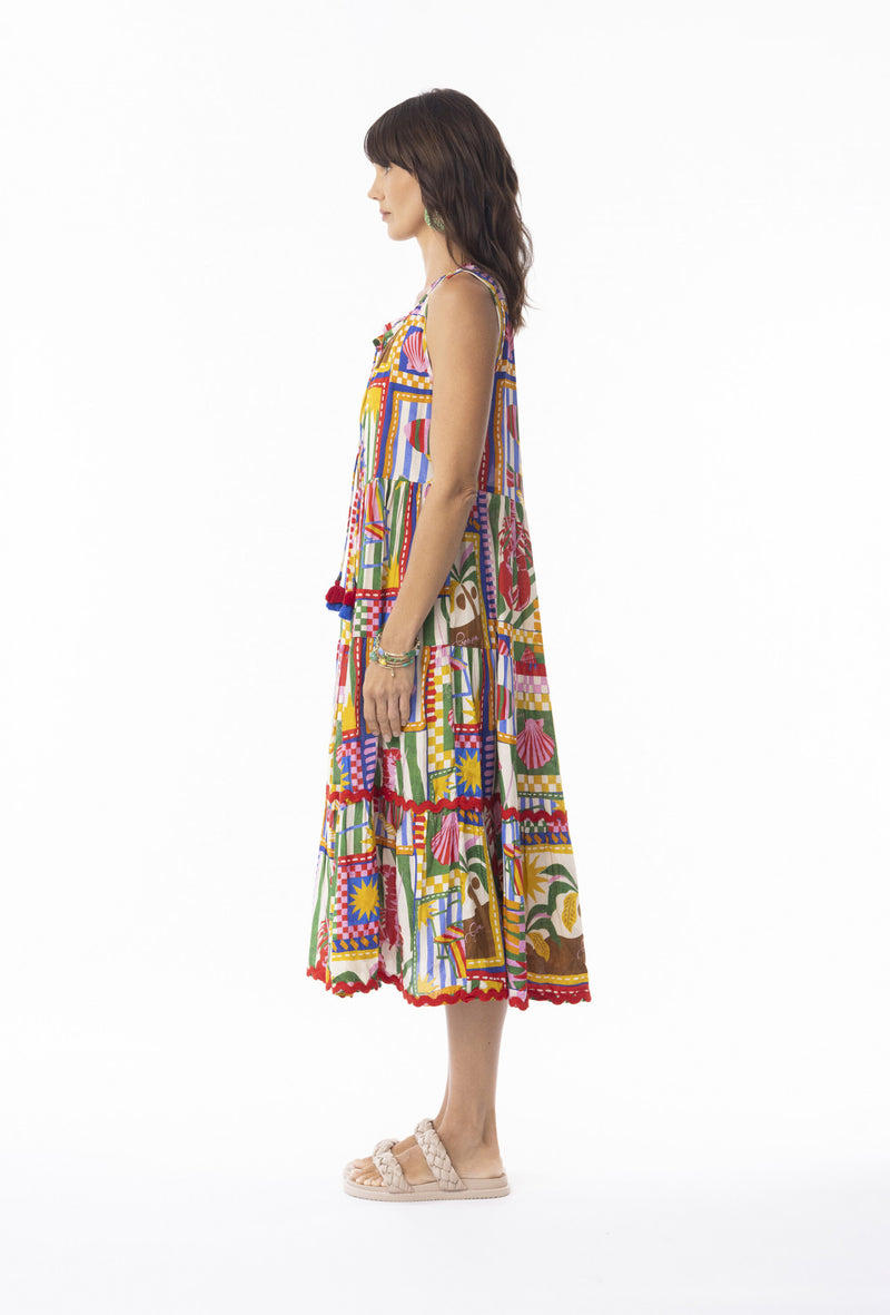 Gia Layered Sleeveless Midi Dress