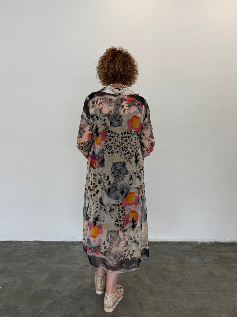 Cheetah Shirt Dress - Black