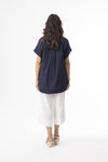 Linen Essentials V Neck Top - Navy