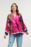 Tiger & Flowers Shirt - Fuschia