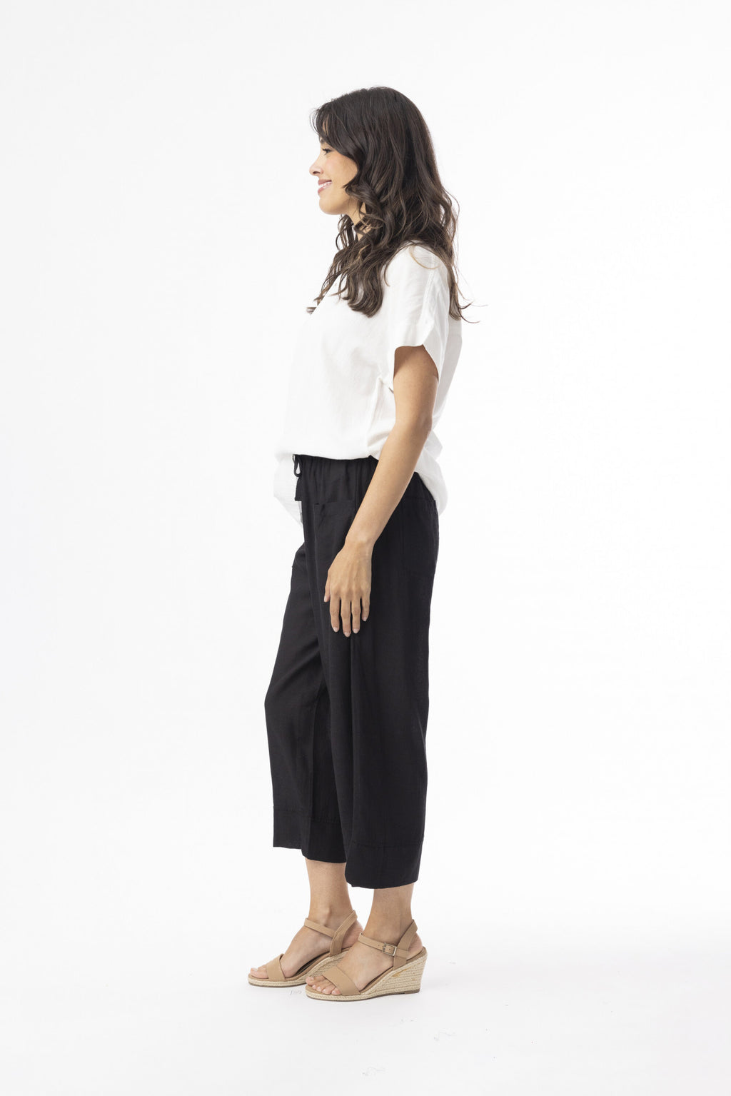 Linen Essentials Pant - Black  fabrication and price