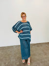 Rosetta Top - Gemstone Blue Stripe