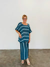 Rosetta Top - Gemstone Blue Stripe