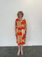 Horse Silk Blend Dress - Orange