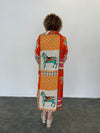 Horse Silk Blend Dress - Orange