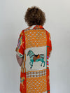 Horse Silk Blend Dress - Orange