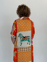 Horse Silk Blend Dress - Orange