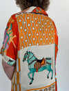 Horse Silk Blend Dress - Orange