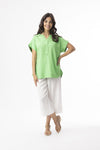 Linen Essentials V Neck Top - Parakeet