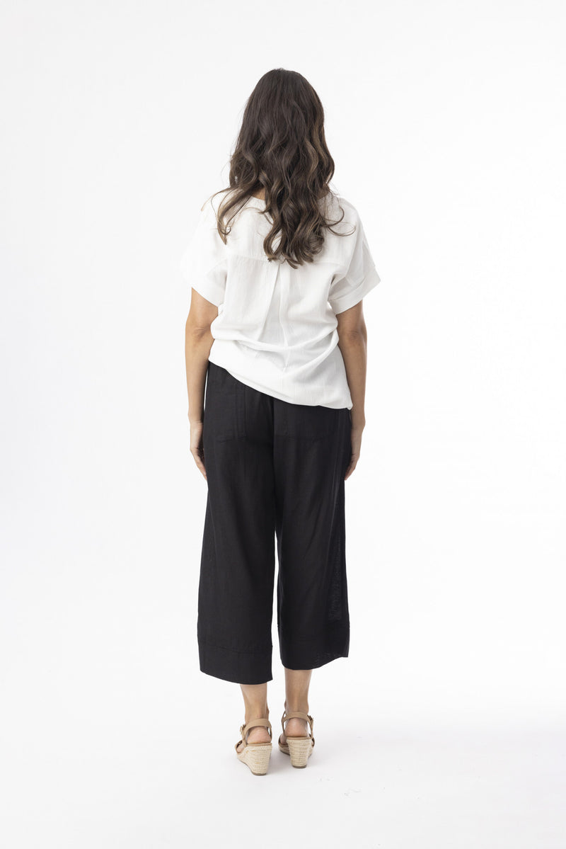 Linen Essentials Pant - Black  fabrication and price