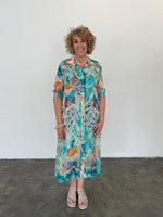 Cheetah Shirt Dress - Aqua