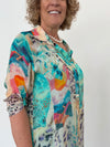 Cheetah Shirt Dress - Aqua