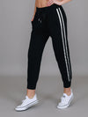 Gabby Stripe Jogger Pants - Black/Silver