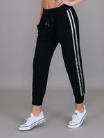 Gabby Stripe Jogger Pants - Black/Silver