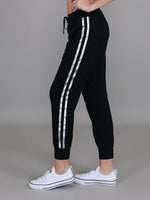 Gabby Stripe Jogger Pants - Black/Silver