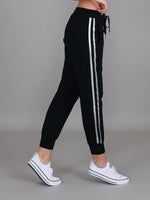Gabby Stripe Jogger Pants - Black/Silver
