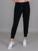 Gabby Stripe Jogger Pants - Black/Silver
