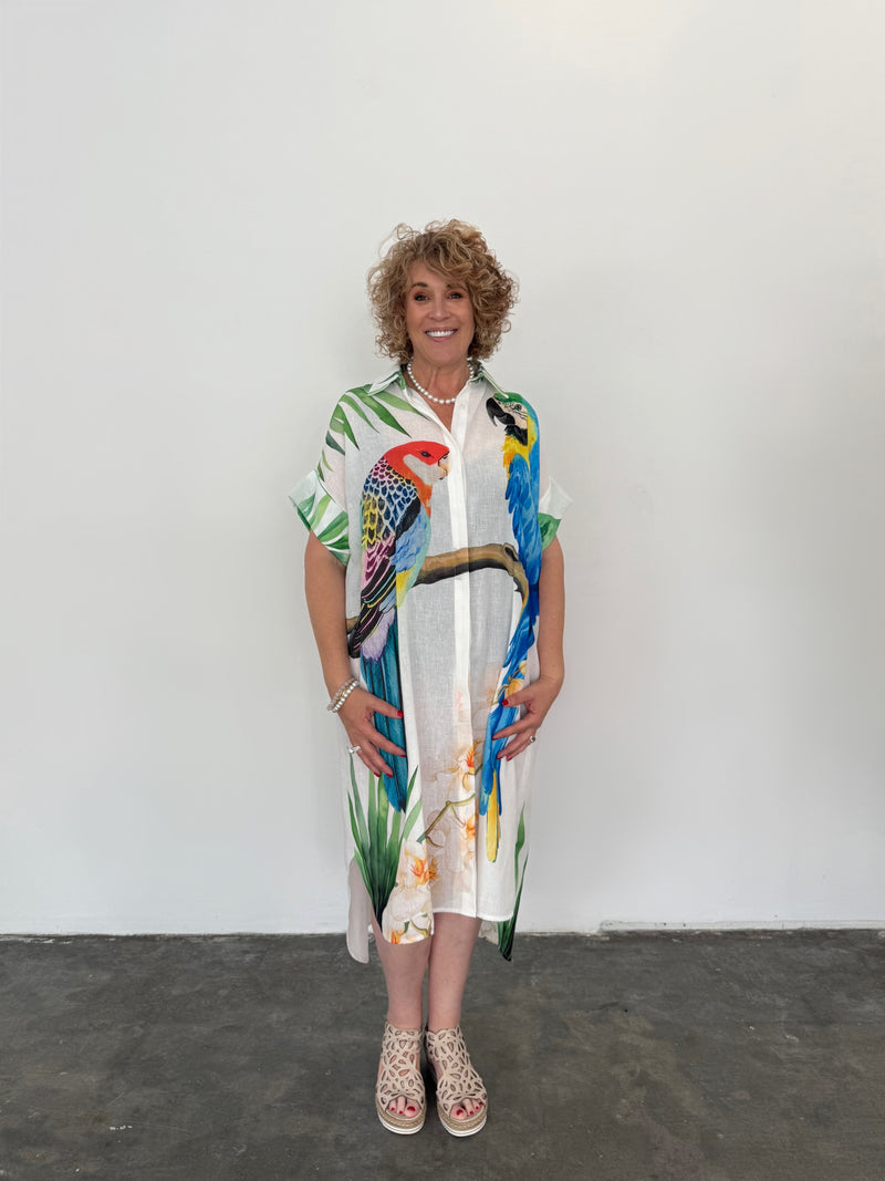 Linen Blend Shirt Dress - Two Birds