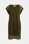 Grid Burnout Dress - Olive Moss