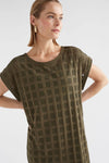 Grid Burnout Dress - Olive Moss