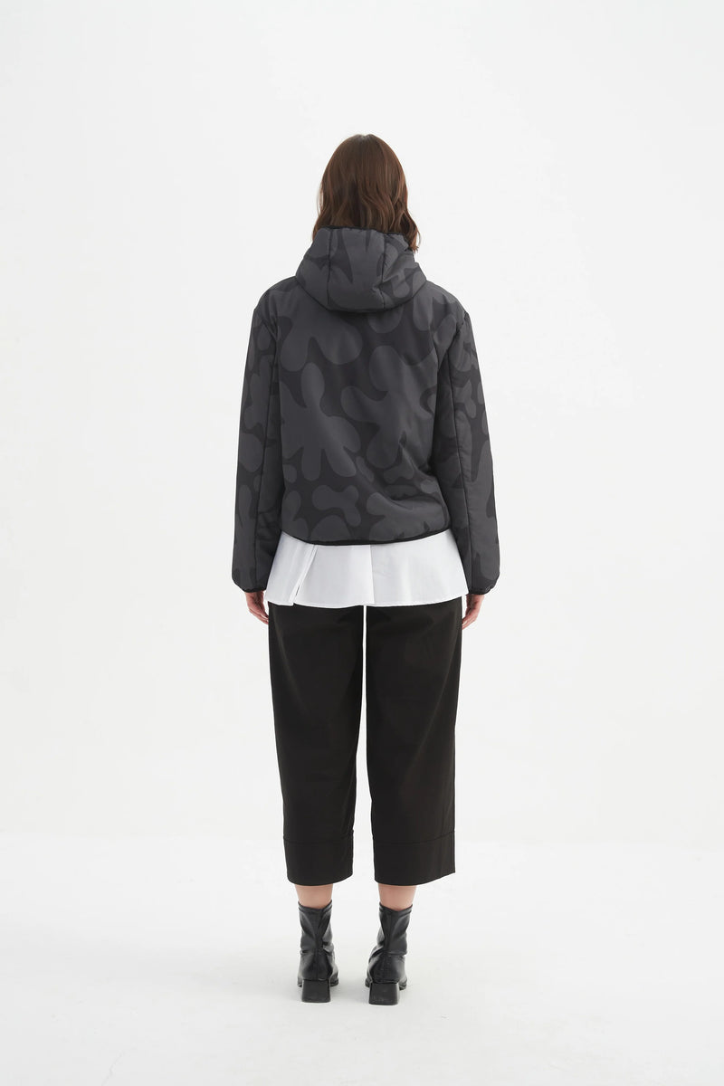 Reversible Print Puffer Jacket - Charcoal/Black Blot Print