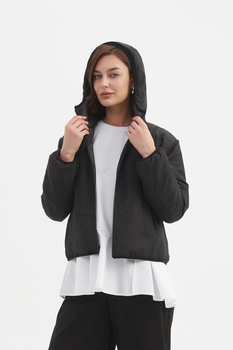 Reversible Print Puffer Jacket - Charcoal/Black Blot Print
