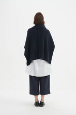 Asymmetric Wrap Knit - Navy
