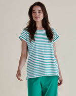 Caia Crew Tee - Green Stripe