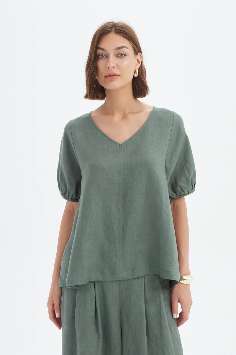 Bishop Sleeve Top - Petrol