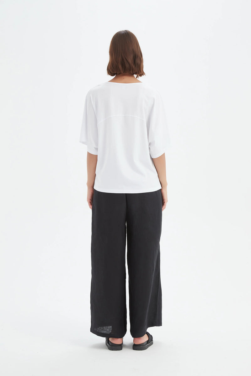 Wide Sleeve Yoke Tee - White