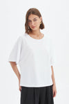 Wide Sleeve Yoke Tee - White