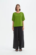 Wide Sleeve Yoke Tee - Avocado Green