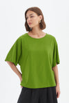 Wide Sleeve Yoke Tee - Avocado Green