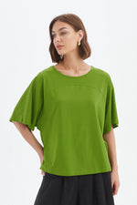 Wide Sleeve Yoke Tee - Avocado Green