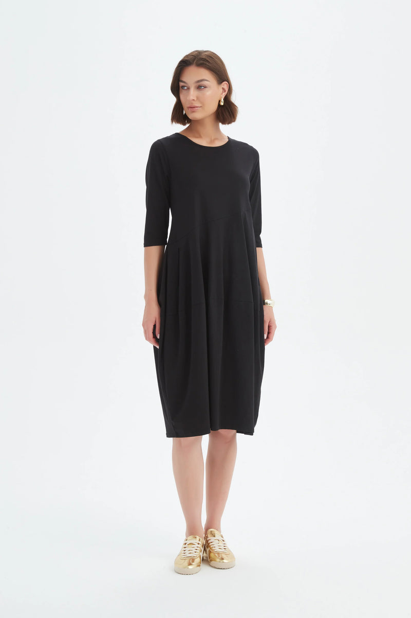 Diagonal Seam Summer Dress - Black