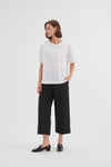 Ruffle Sleeve Lyocell Top - White