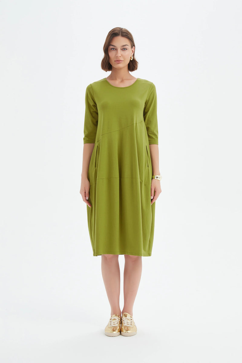 Diagonal Seam Summer Dress - Chartreuse