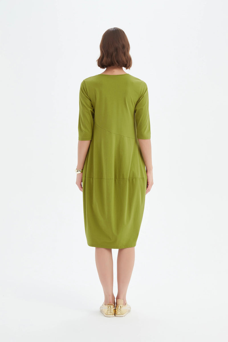 Diagonal Seam Summer Dress - Chartreuse