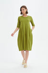 Diagonal Seam Summer Dress - Chartreuse