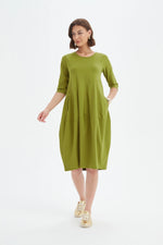 Diagonal Seam Summer Dress - Chartreuse