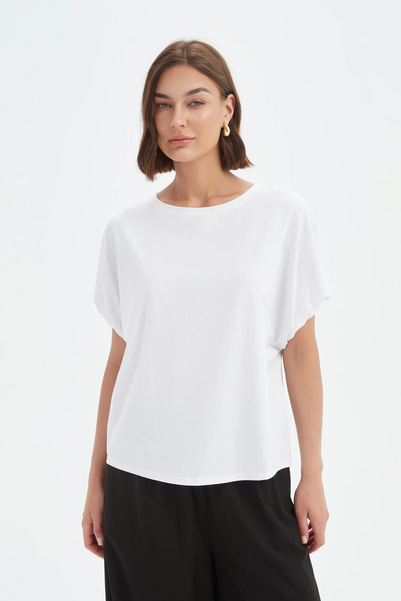 Bubble Sleeve Tee - White