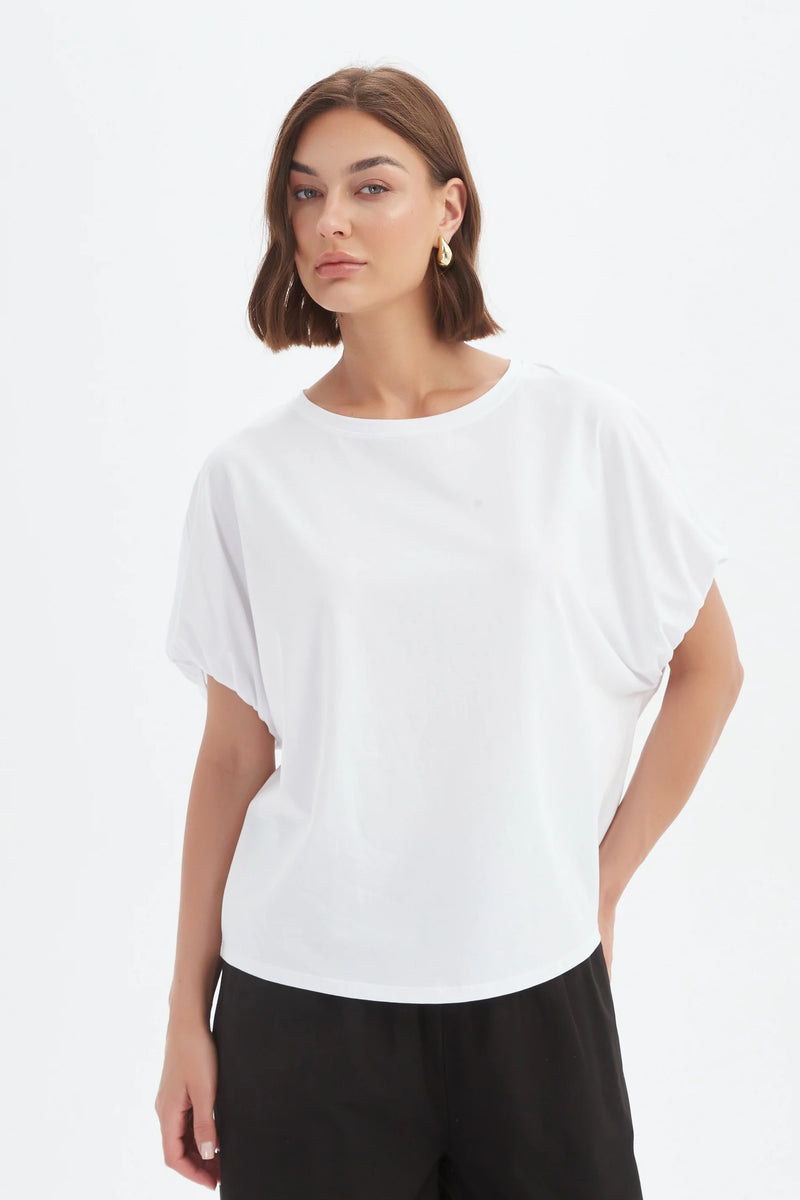 Bubble Sleeve Tee - White